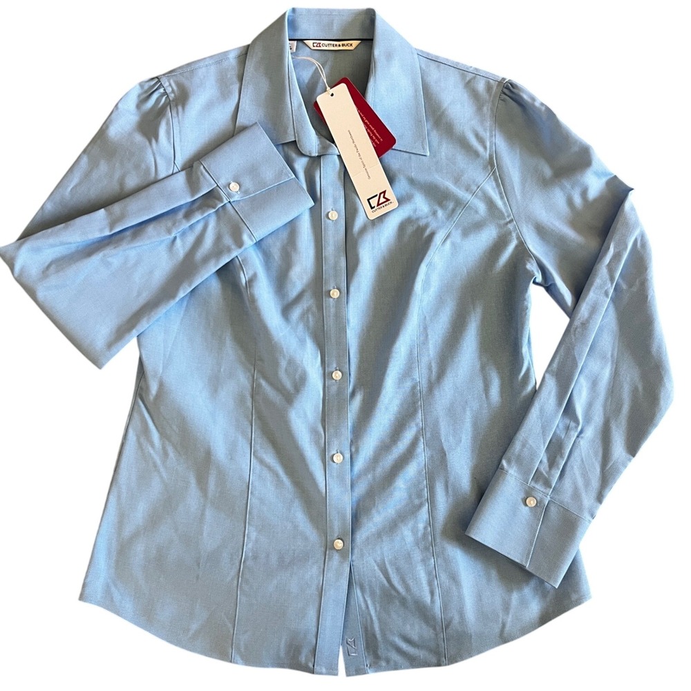 Cutter & Buck Epic Easy Care Nailshead Womens Long Sleeve Dress Shirt M 0465‎
